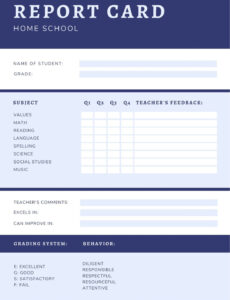 Best Report Card Template Homeschool Excel Example