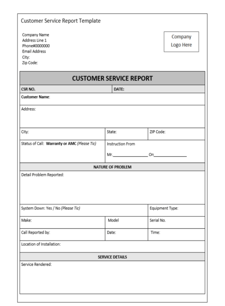 Best Technician Service Report Template Word Sample