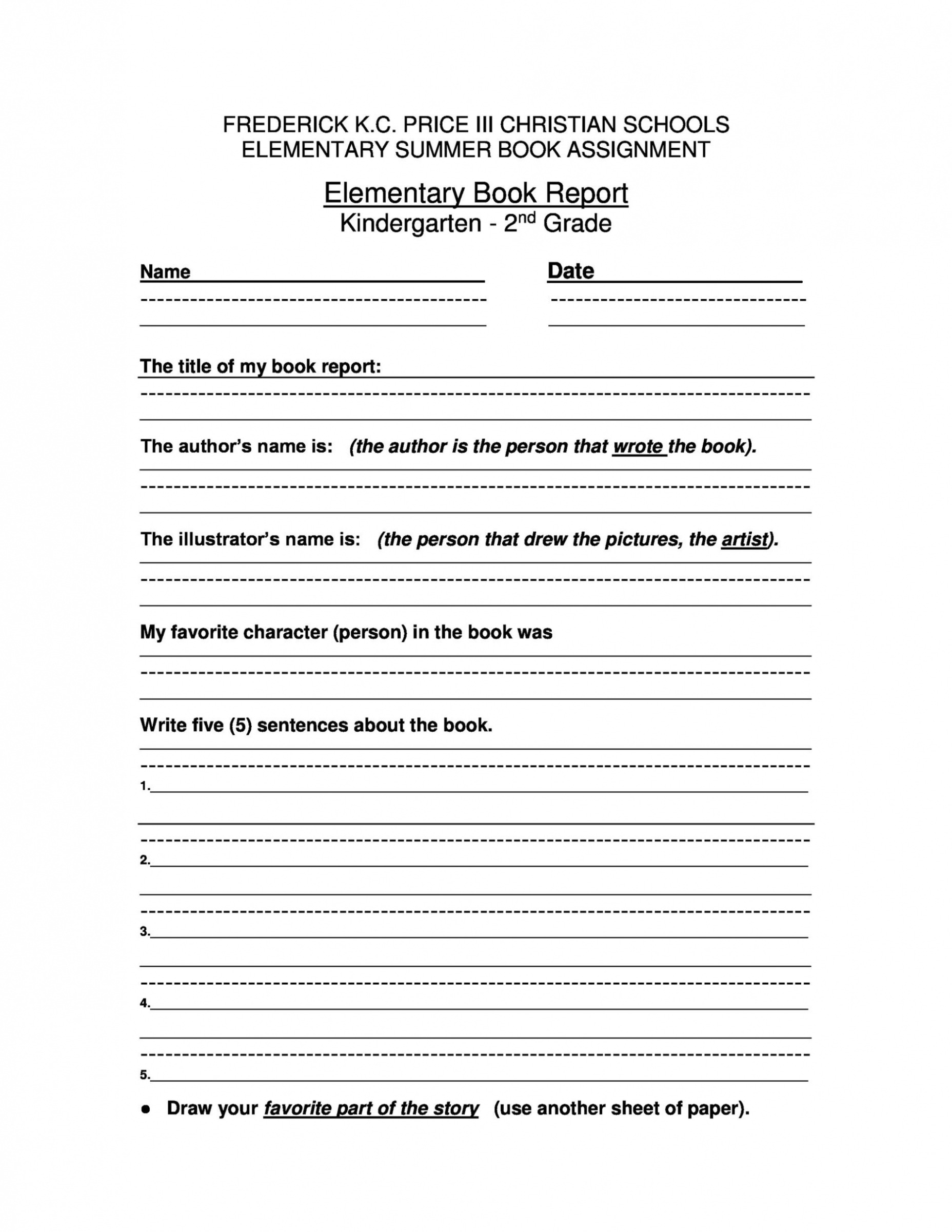 Book Report Template Word Sample