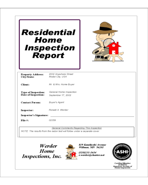 Costum Home Inspection Report Template Excel