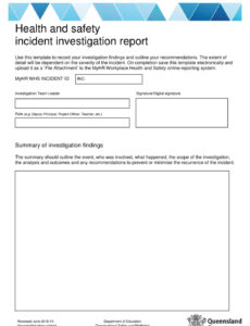 Costum Investigation Report Template Doc Example