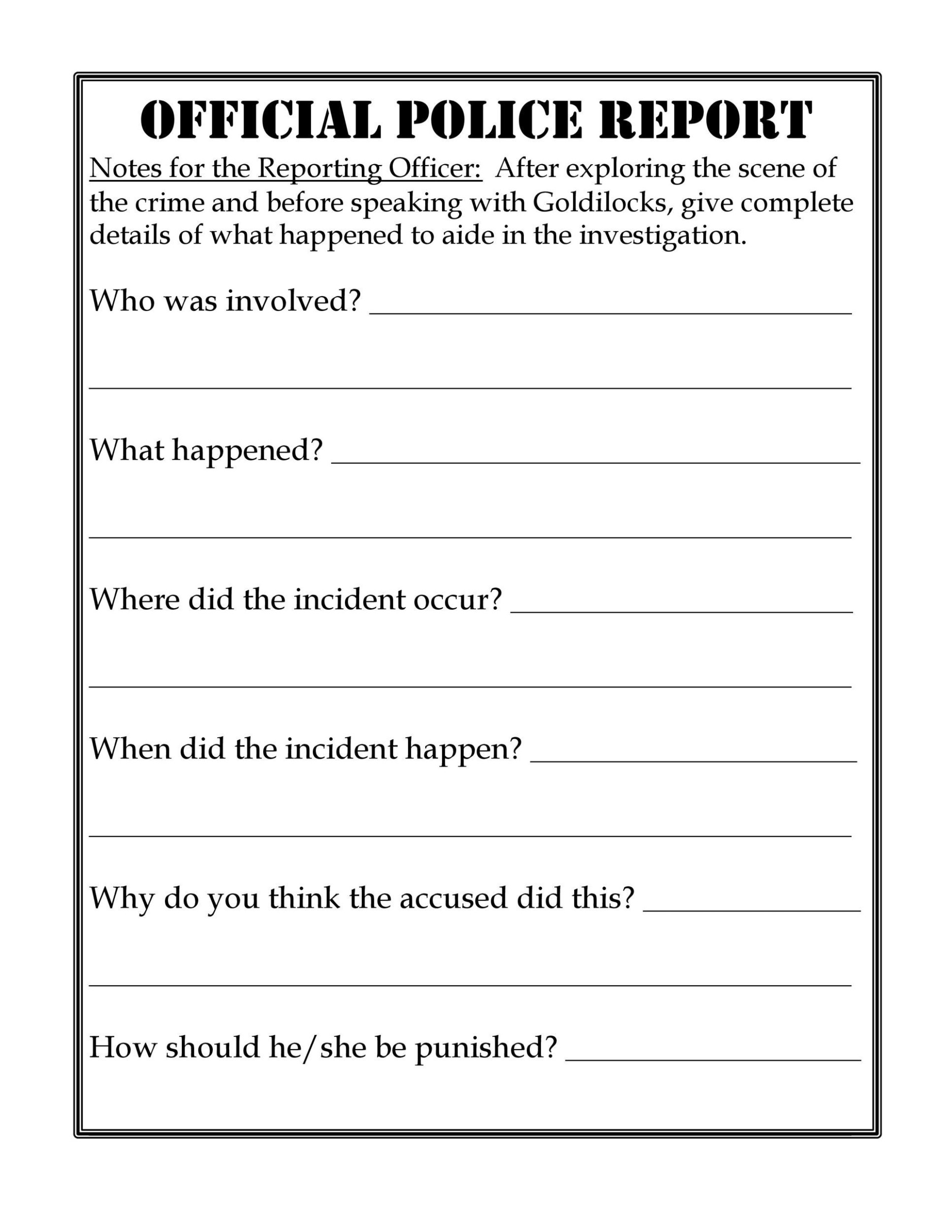 Costum Investigation Report Template Pdf Sample