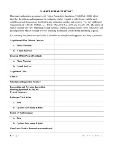 Costum Market Research Report Template Word