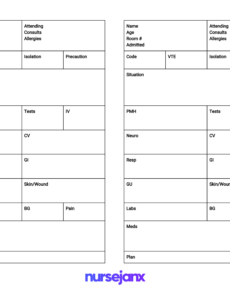 Costum Nursing Assistant Shift Report Template Pdf