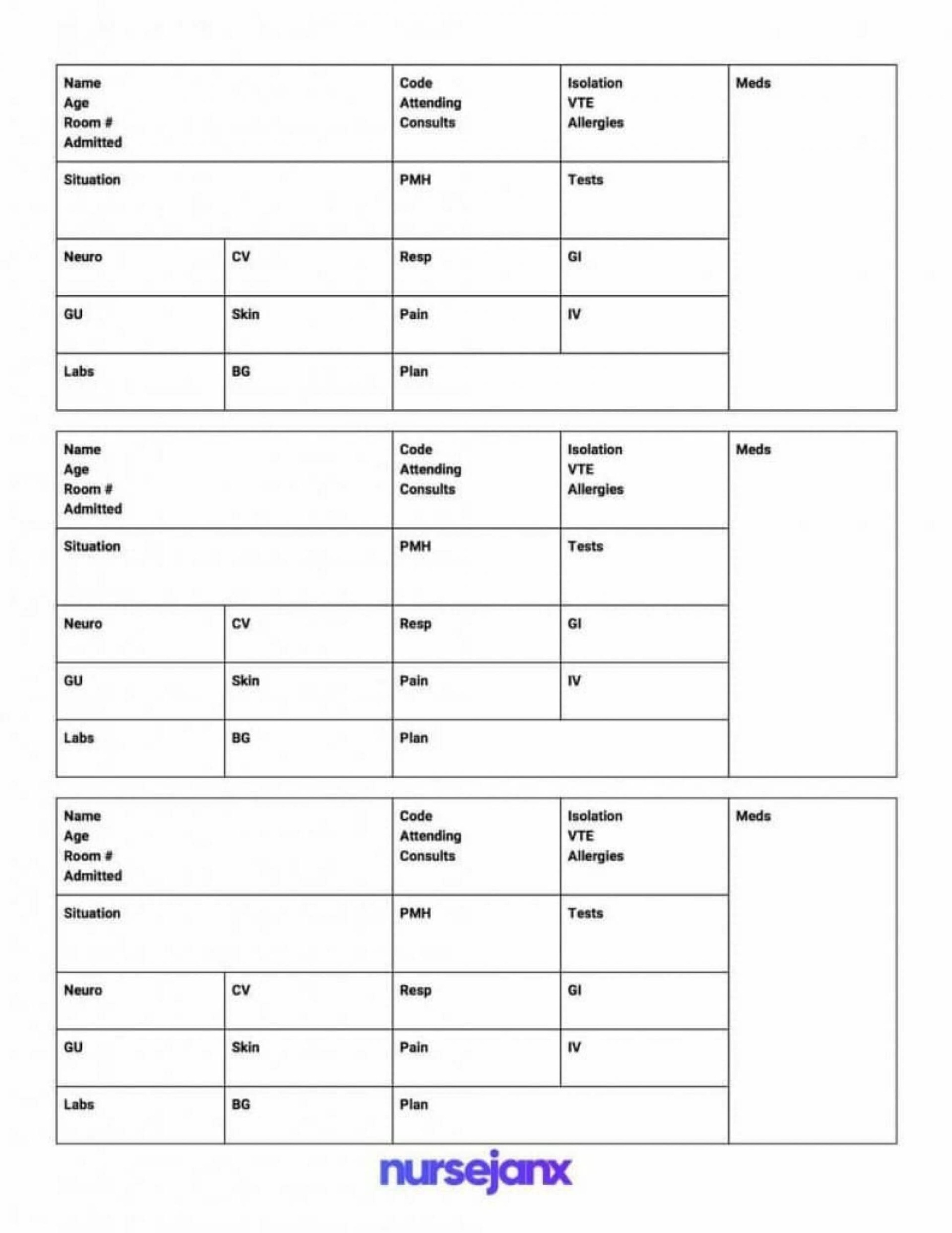 Costum Psychiatric Nursing Shift Report Template Excel Example