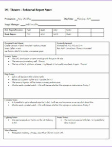 Costum Rehearsal Report Template Doc Sample