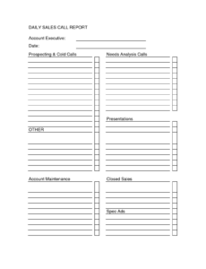 Costum Sales Call Report Template Word