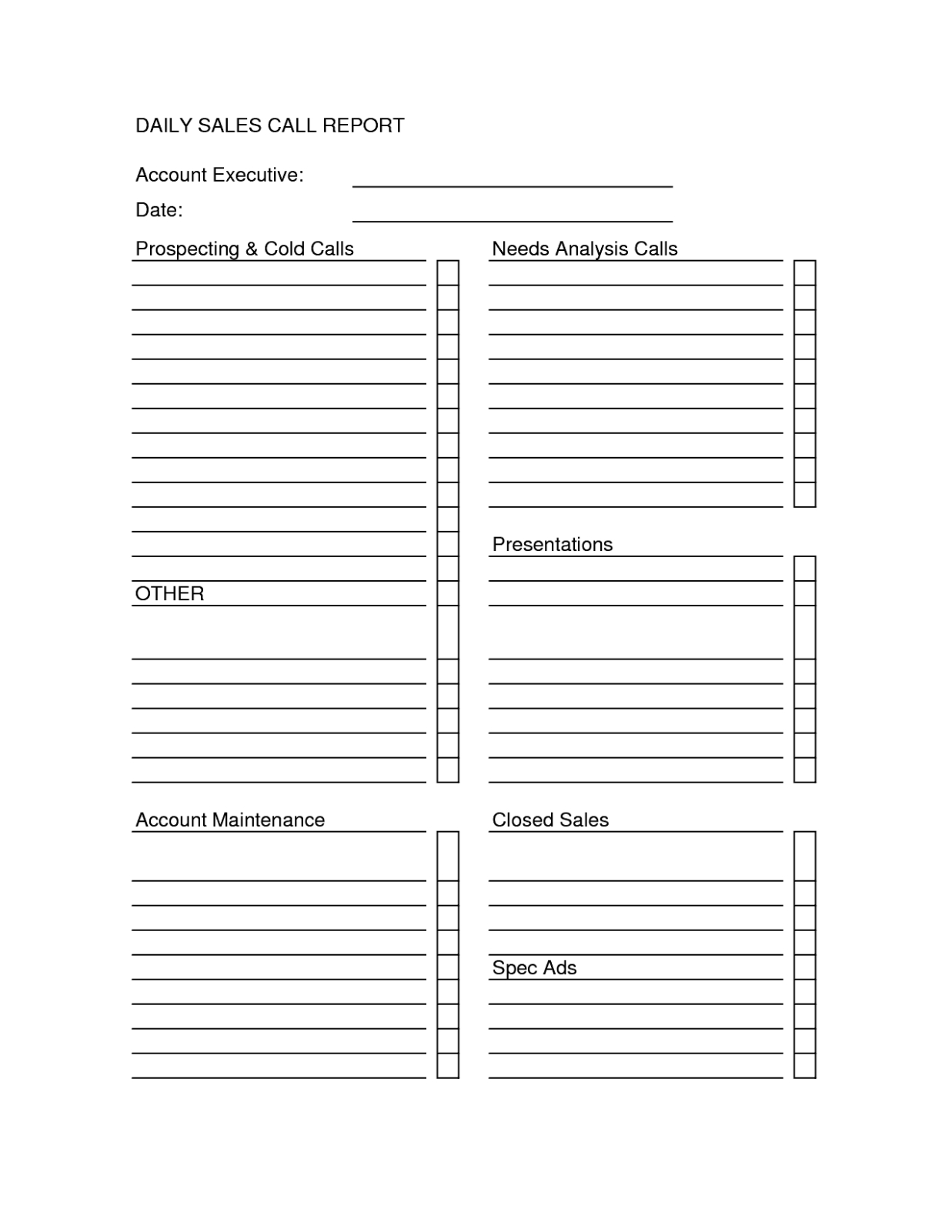 Costum Sales Call Report Template Word