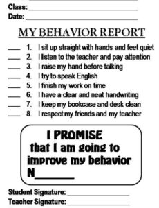 Editable Behavior Report Template Excel