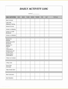 Editable Daily Activity Report Template  Example