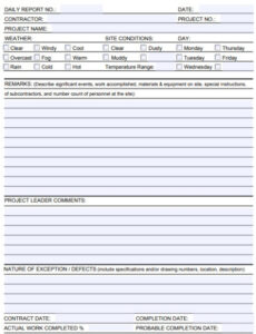 Editable Daily Construction Report Template Word