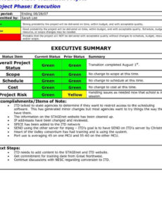 Editable Executive Status Report Template Pdf Example