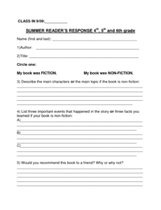 Editable High School Book Report Template  Sample