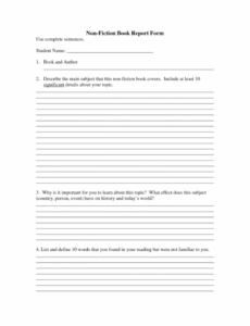 Editable Nonfiction Book Report Template Pdf