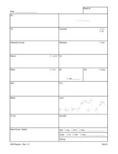 Editable Nursing Assistant Shift Report Template  Sample