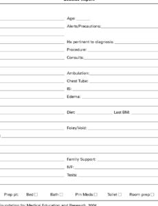 Editable Nursing Bedside Shift Report Template Doc