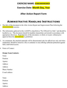 Editable Simple After Action Report Template