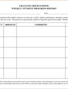 Editable Student Progress Report Template Word Example