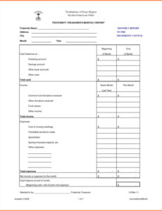 Editable Treasurer Report Template  Sample