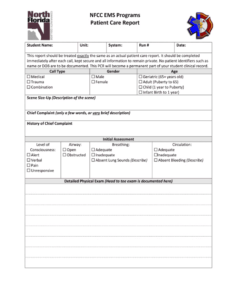 Ems Patient Care Report Narrative Template Doc Sample