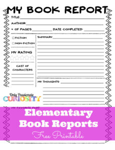 Free Book Report Template For 5Th Graders  Example