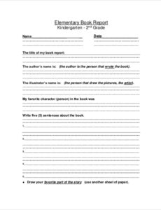 Free Book Report Template For 5Th Graders Word Example