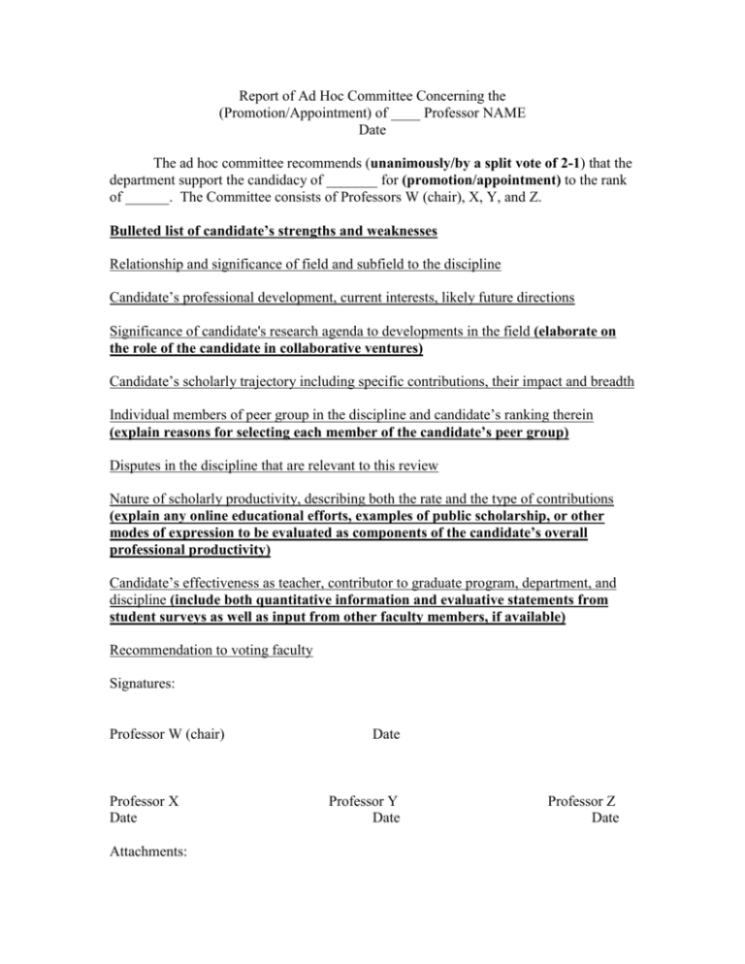 Free Committee Report Template Pdf Sample