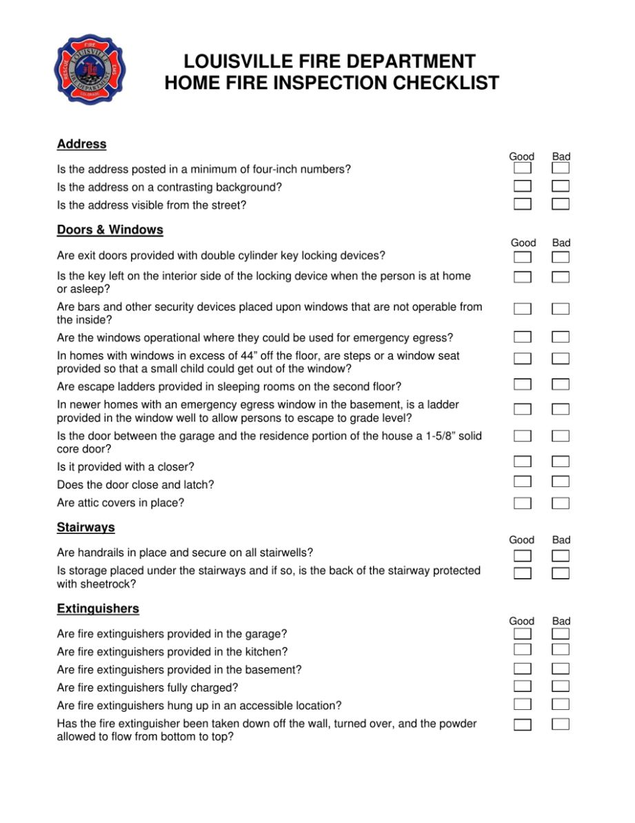 Free Fire Door Inspection Report Template Word