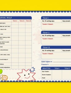 Free Kindergarten Report Card Template Excel Example