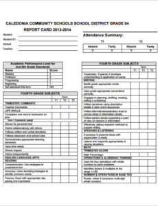 Free Kindergarten Report Card Template Pdf