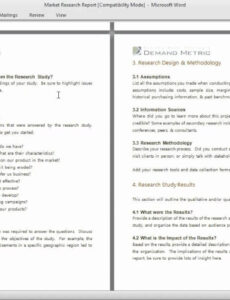 Free Market Research Report Template Word Sample