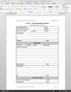 Free Non Conformance Report Template Doc Example