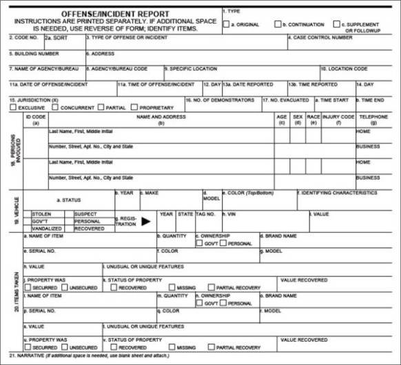 Free Police Report Template For Theft Pdf Sample