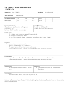 Free Rehearsal Report Template Pdf Example