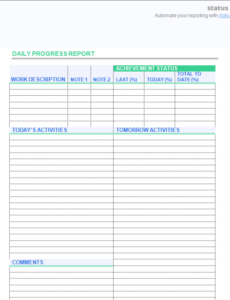 Free Wip Report Template Word