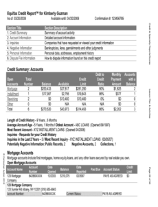 Printable Fake Credit Report Template Excel