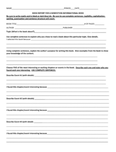 Printable High School Book Report Template Pdf