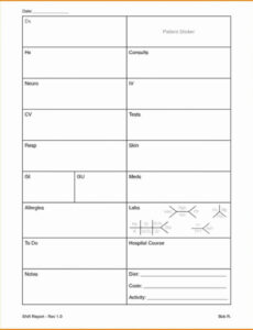 Printable Icu Report Sheet Template Doc Sample