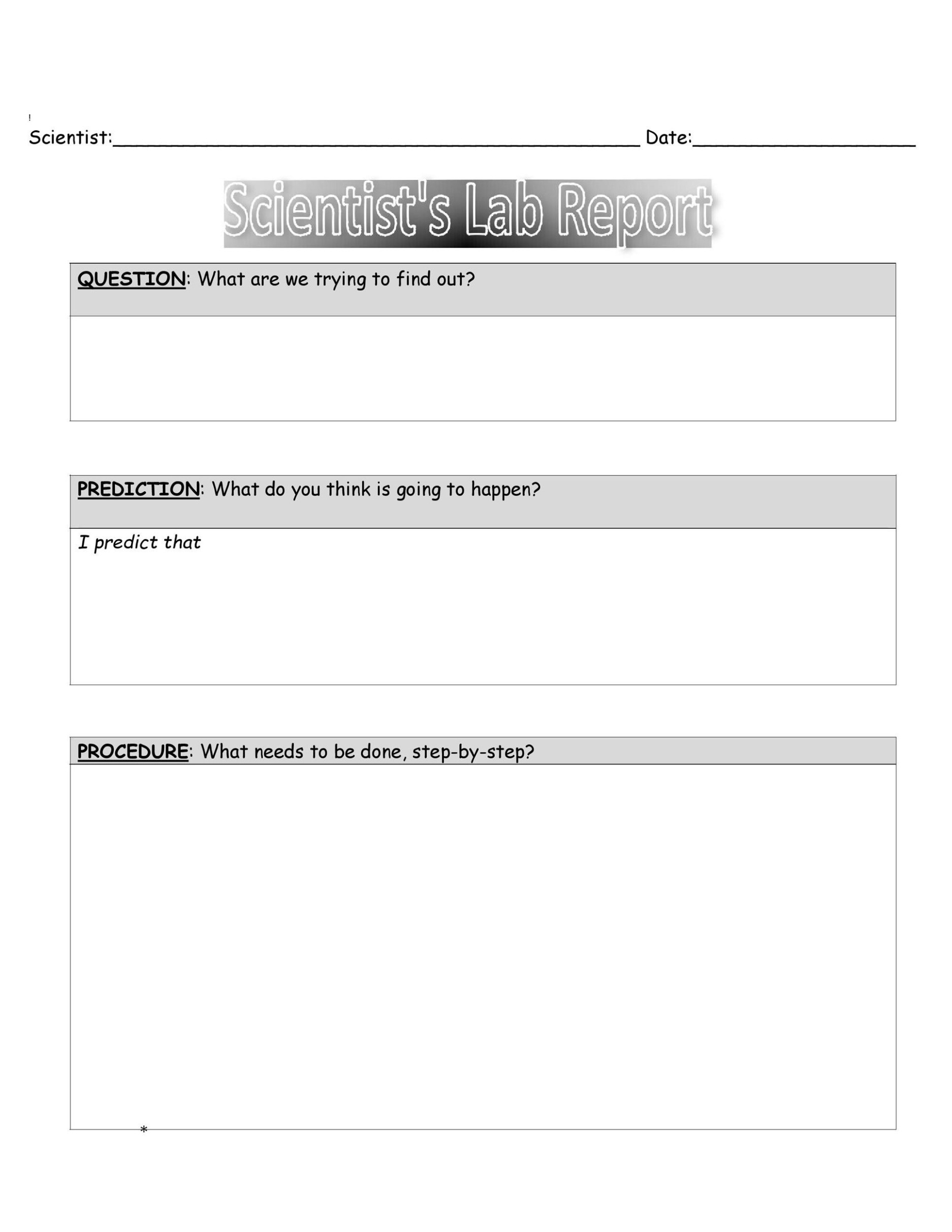 Printable Lab Report Template  Sample