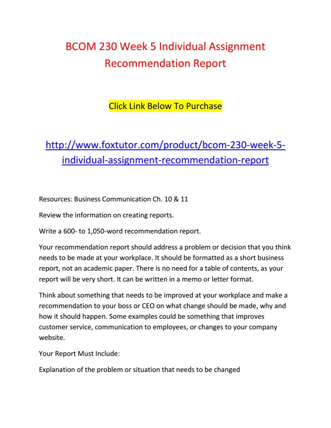 Printable Recommendation Report Template Doc Sample