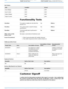 Printable Technician Service Report Template Excel