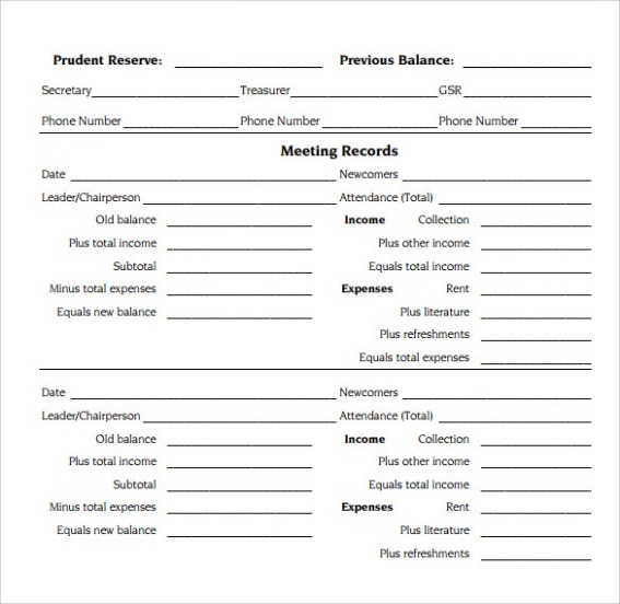 Printable Treasury Report Template Doc Sample