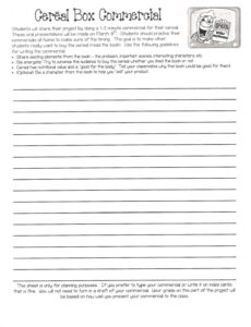 Professional Cereal Box Book Report Template  Sample