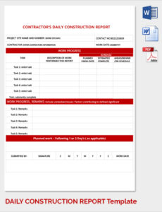 Professional Daily Construction Report Template Word