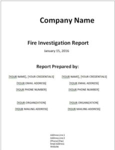 Professional Internal Investigation Report Template Excel Sample