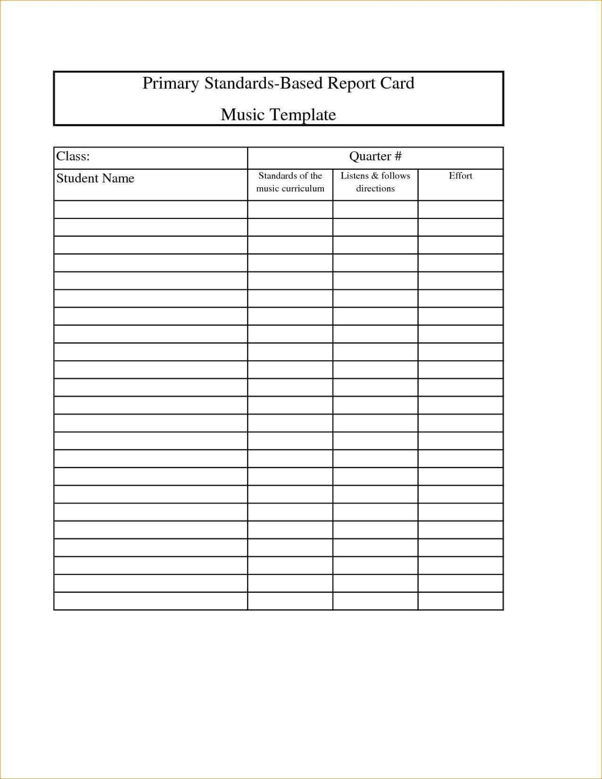 Report Card Template Homeschool Word Sample