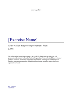 Simple After Action Report Template