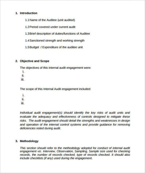 Template For Audit Report Pdf Sample