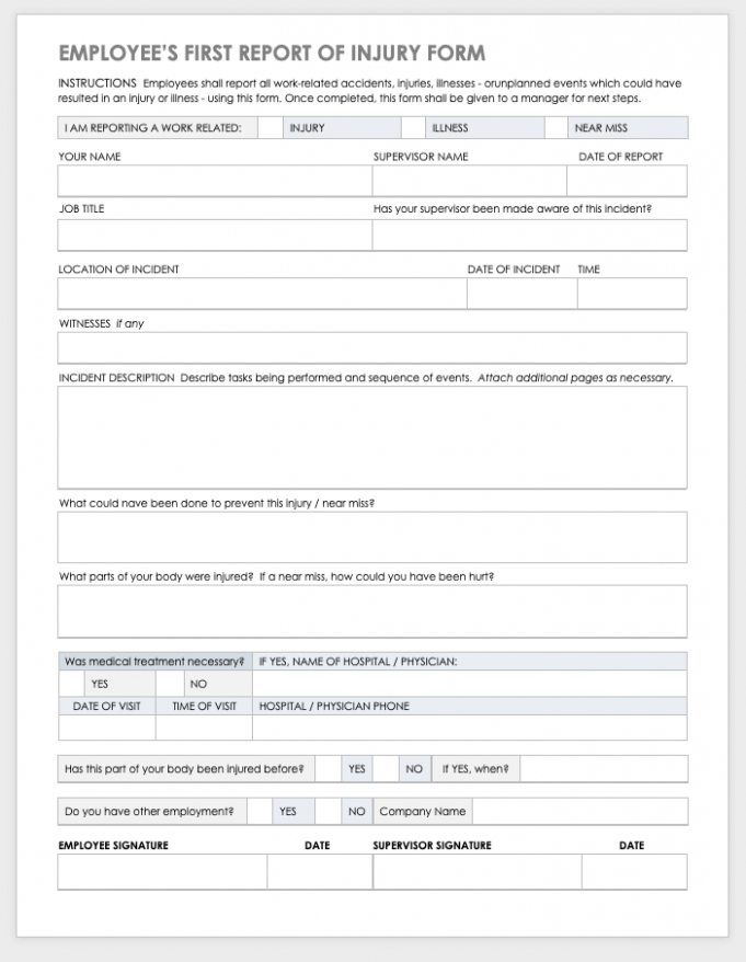 10 Printable Company Car Accident Report Template