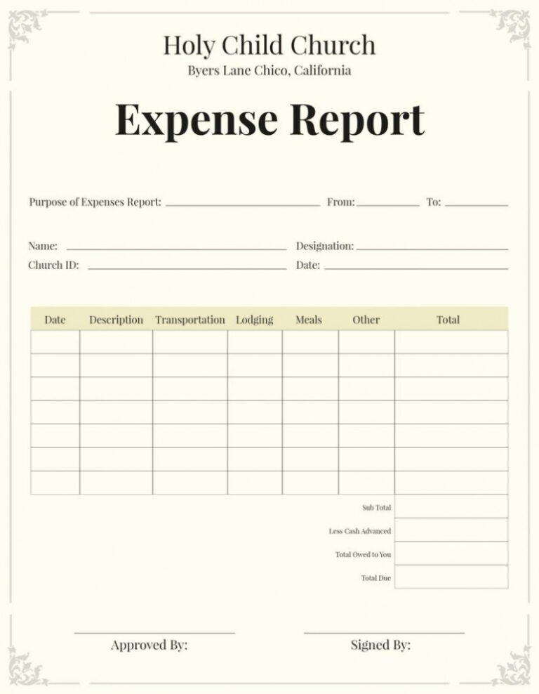 5 Editable Church Monthly Financial Report Template - Tacitproject